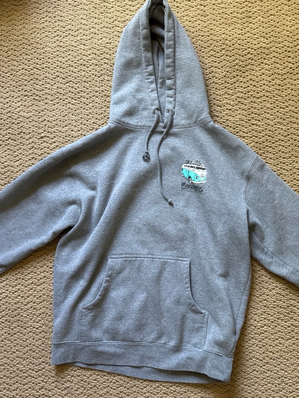 Gray Graphic Hoodie with Teal Van Detail - Unbranded